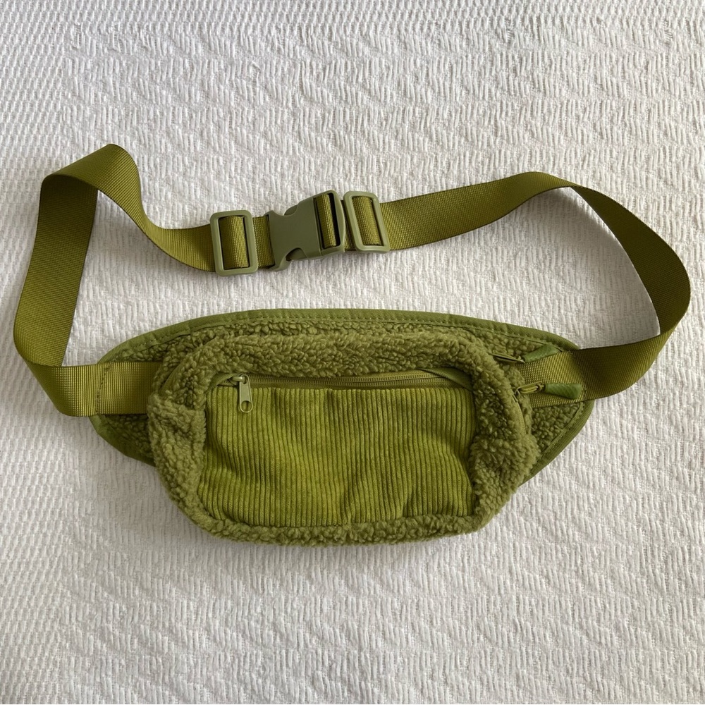 Olive Green Fleece Belt Bag